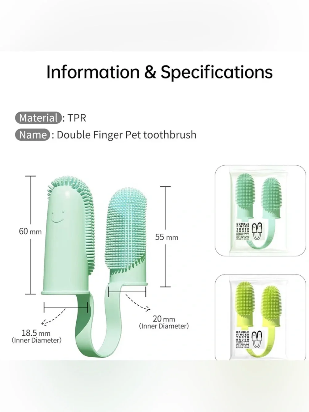 😁 Lot 4 pet Toothbrush Surround Bristles Teeth Cleaning Double finger NIP pink